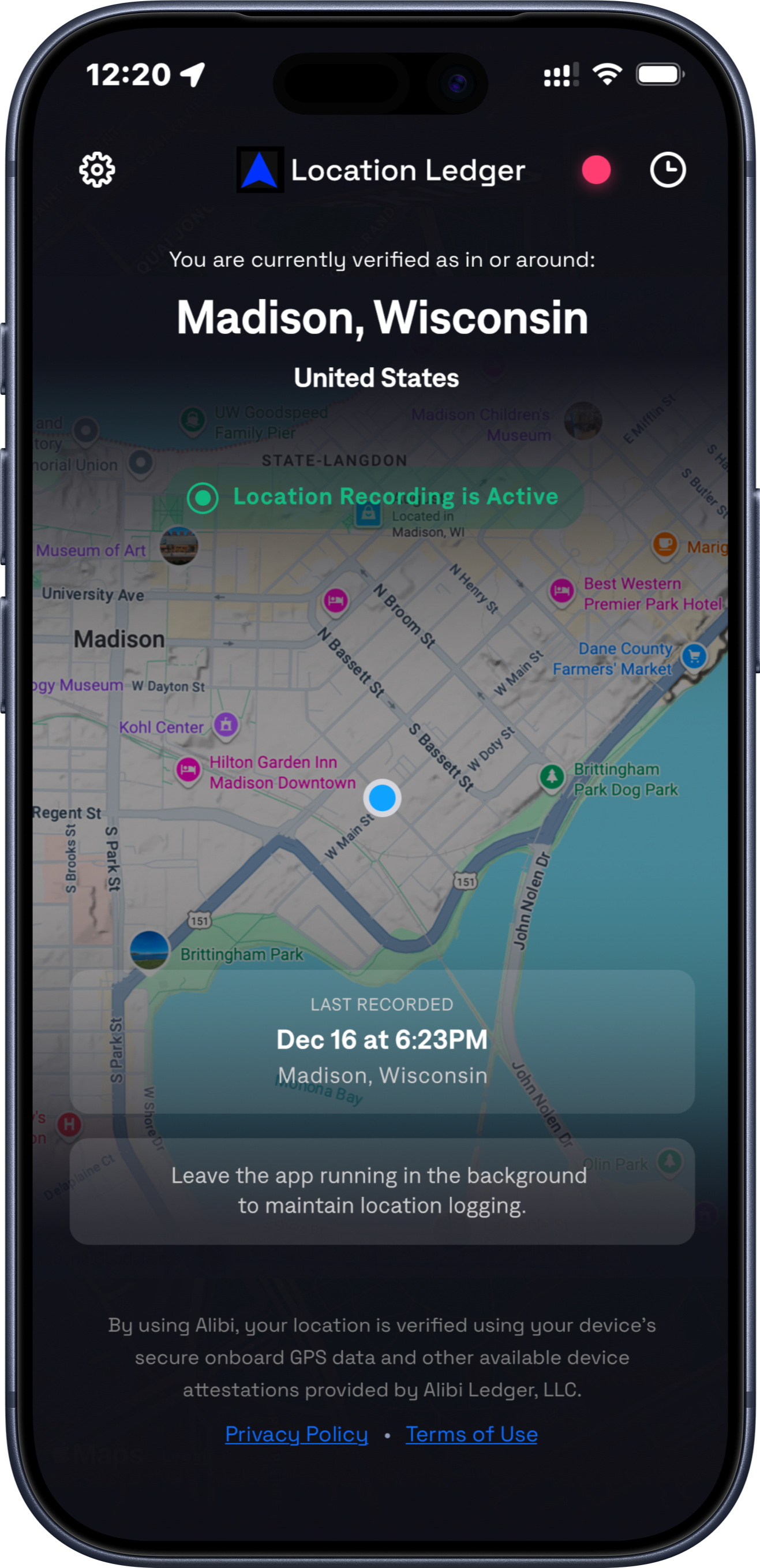 Location Ledger app screenshot