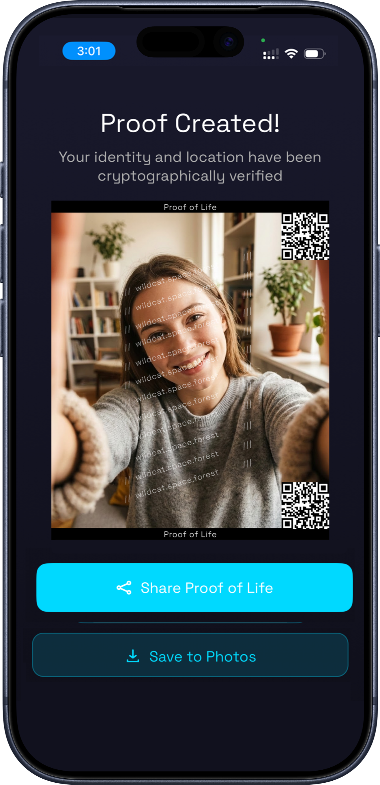 Proof of Life app screenshot